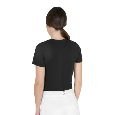 T-Shirt aus Baumwolle Equestro Damen Horse Lover Schwarz