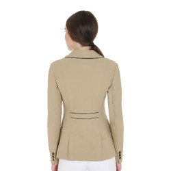 Wettkampfjacke Damen aus technischem Stretchstoff Equestro Weihrauch Beige