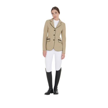 Wettkampfjacke Damen aus technischem Stretchstoff Equestro Weihrauch Beige