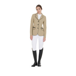 Wettkampfjacke Damen aus technischem Stretchstoff Equestro Weihrauch Beige