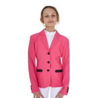 Turnierjacke drei Knöpfe Mädchen aus Mesh Equestro Oxford-Tan Rosa