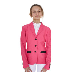 Turnierjacke drei Knöpfe Mädchen aus Mesh Equestro Geißblatt Rosa