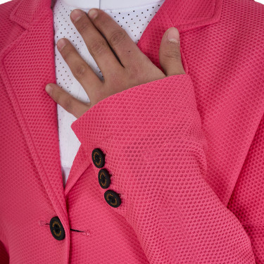 Turnierjacke drei Knöpfe Mädchen aus Mesh Equestro Geißblatt Rosa
