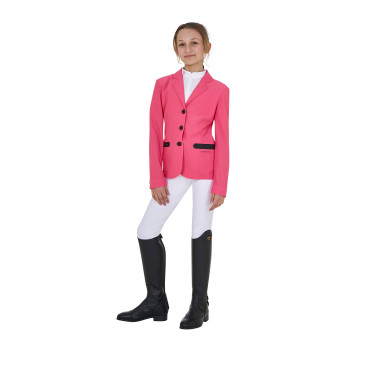 Turnierjacke drei Knöpfe Mädchen aus Mesh Equestro Geißblatt Rosa