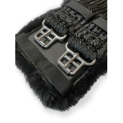 Stübben-Sattelgurt aus Kord mit gepolsterten Pads und Edelstahlschnallen Schwarz