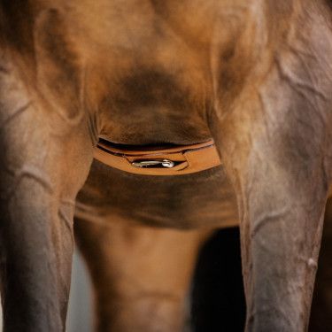 Stübben Ledergurt mit elastischen Einsätzen auf beiden Seiten Tabak Braun