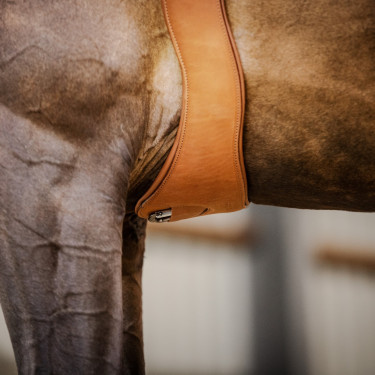 Stübben Ledergurt mit elastischen Einsätzen auf beiden Seiten Tabak Braun