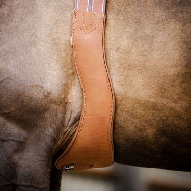 Stübben Ledergurt mit elastischen Einsätzen auf beiden Seiten Tabak Braun