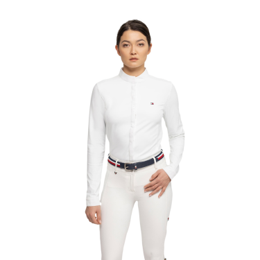 Turniershirt Tommy Hilfiger Equestrian Charlotte Damen Langarm Weiß Wei&szlig;