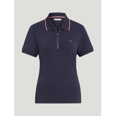 Damen Kurzarm-Zip-Polo Tommy Hilfiger Equestrian Camden