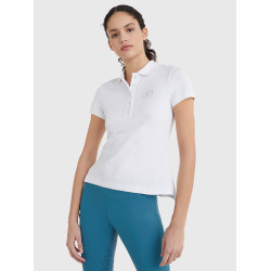 Polo Tommy Hilfiger Equestrian con pedrería de manga corta para mujer Weiß Wei&amp;amp;amp;amp;amp;szlig;
