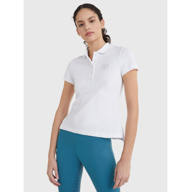 Polo Tommy Hilfiger Equestrian con pedrería de manga corta para mujer Weiß Wei&amp;amp;amp;amp;amp;szlig;