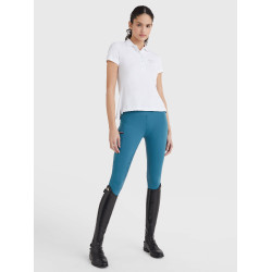 Polo Tommy Hilfiger Equestrian con pedrería de manga corta para mujer Weiß Wei&amp;amp;amp;amp;amp;szlig;