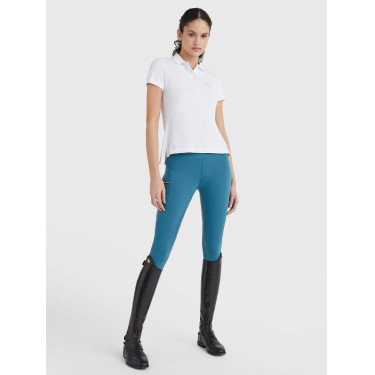 Polo Tommy Hilfiger Equestrian con pedrería de manga corta para mujer Weiß Wei&amp;amp;amp;amp;amp;szlig;