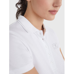 Polo Tommy Hilfiger Equestrian con pedrería de manga corta para mujer Weiß Wei&amp;amp;amp;amp;amp;szlig;