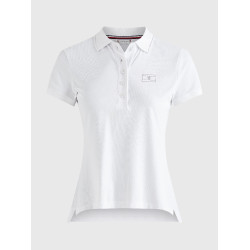 Polo Tommy Hilfiger Equestrian con pedrería de manga corta para mujer Weiß Wei&amp;amp;amp;amp;amp;szlig;
