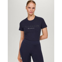 Tommy Hilfiger Equestrian Belmont T-Shirt mit kurzen Ärmeln und Strass für Damen Marineblau Tommy Hilfiger Equestrian Belmont T-Shirt mit kurzen Ärmeln und Strass für Damen Marineblau