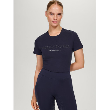 Tommy Hilfiger Equestrian Belmont T-Shirt mit kurzen Ärmeln und Strass für Damen Tommy Hilfiger Equestrian Belmont T-Shirt mit kurzen Ärmeln und Strass für Damen