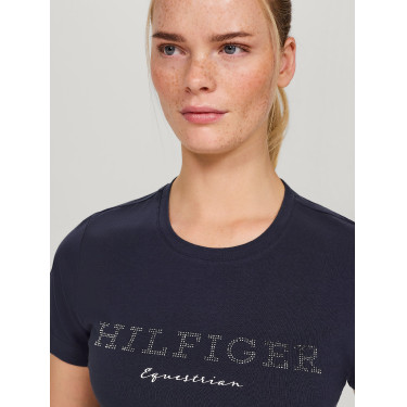 Tommy Hilfiger Equestrian Belmont T-Shirt mit kurzen Ärmeln und Strass für Damen Tommy Hilfiger Equestrian Belmont T-Shirt mit kurzen Ärmeln und Strass für Damen