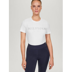 Tommy Hilfiger Equestrian Belmont T-Shirt mit kurzen Ärmeln und Strass für Damen Weiß