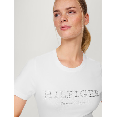 Tommy Hilfiger Equestrian Belmont T-Shirt mit kurzen Ärmeln und Strass für Damen Weiß Tommy Hilfiger Equestrian Belmont T-Shirt mit kurzen Ärmeln und Strass für Damen Weiß