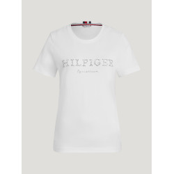 Tommy Hilfiger Equestrian Belmont T-Shirt mit kurzen Ärmeln und Strass für Damen Weiß Weiß Tommy Hilfiger Equestrian Belmont T-Shirt mit kurzen Ärmeln und Strass für Damen Weiß Weiß