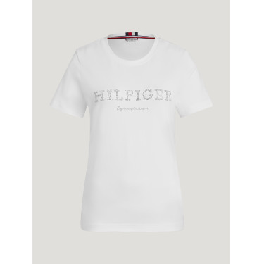 Tommy Hilfiger Equestrian Belmont T-Shirt mit kurzen Ärmeln und Strass für Damen Weiß Tommy Hilfiger Equestrian Belmont T-Shirt mit kurzen Ärmeln und Strass für Damen Weiß