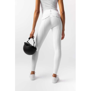 Damen Hybrid Reitleggings Horze Anya Fullgrip Glänzend Weiß Weiß