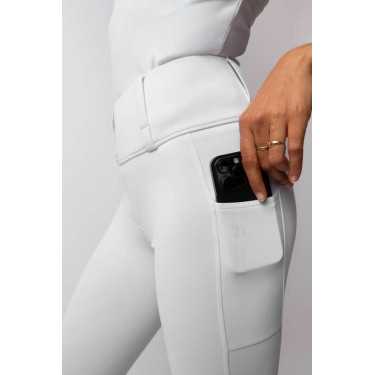 Damen Hybrid Reitleggings Horze Anya Fullgrip Glänzend Weiß Weiß