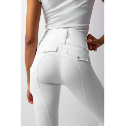 Damen Hybrid Reitleggings Horze Anya Fullgrip Glänzend Weiß Weiß