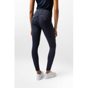 Damen Hybrid Reitleggings Horze Anya Fullgrip Öffnung Marineblau