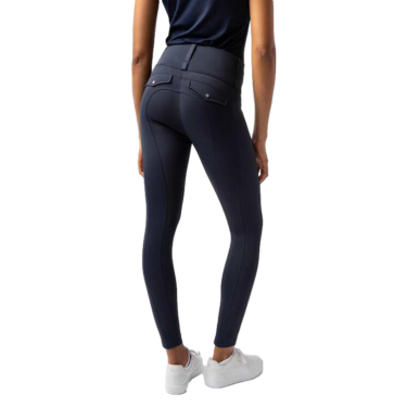 Damen Hybrid Reitleggings Horze Anya Fullgrip Öffnung Marineblau