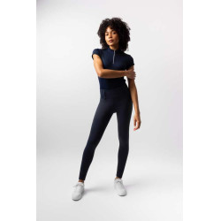 Damen Hybrid Reitleggings Horze Anya Fullgrip Öffnung Marineblau