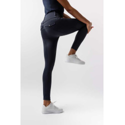 Damen Hybrid Reitleggings Horze Anya Fullgrip Öffnung Marineblau