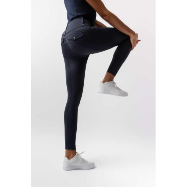 Damen Hybrid Reitleggings Horze Anya Fullgrip Öffnung Marineblau