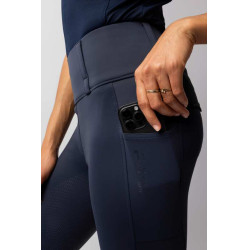Damen Hybrid Reitleggings Horze Anya Fullgrip Öffnung Marineblau