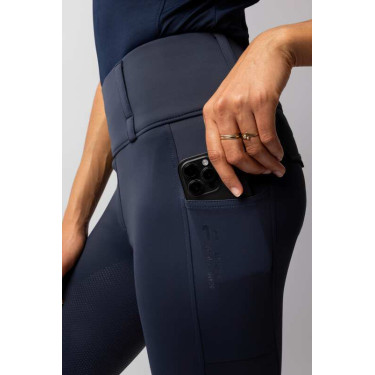 Damen Hybrid Reitleggings Horze Anya Fullgrip Öffnung Marineblau