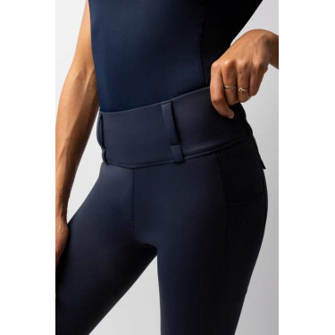 Damen Hybrid Reitleggings Horze Anya Fullgrip Öffnung Marineblau