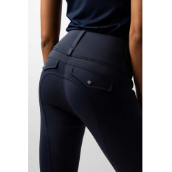 Damen Hybrid Reitleggings Horze Anya Fullgrip Öffnung Marineblau