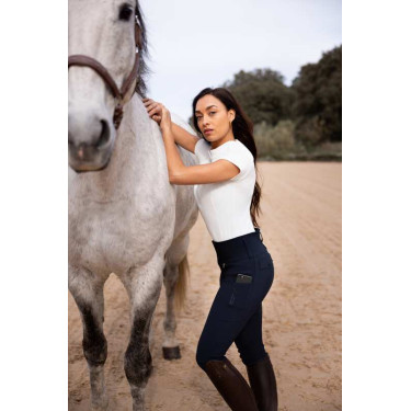 Reithose Horze Leonie Vollbesatz Damen Dunkelmarine Blau