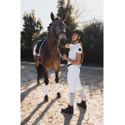 Damen-Vollbesatzreithose Horze Grand Prix III Show Glänzend Weiß Weiß