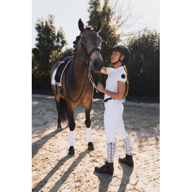 Damen-Vollbesatzreithose Horze Grand Prix III Show Glänzend Weiß Weiß