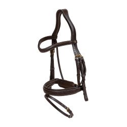 Trense Dy'on D Kollektion kombiniert geflochtenes Reithalfter mit Pull Back Braun Trense Dy'on D Kollektion kombiniert geflochtenes Reithalfter mit Pull Back Braun