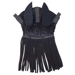 Waldhausen Ohrenhaube mit Fransen Schwarz