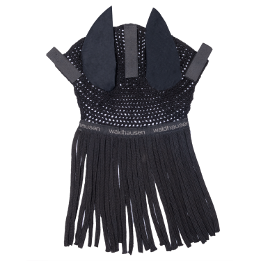 Waldhausen Ohrenhaube mit Fransen Schwarz