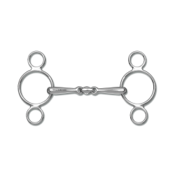 Massives Waldhausen 3-Ring-Gebiss mit doppelt gebrochener Mundstück
