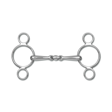 Massives Waldhausen 3-Ring-Gebiss mit doppelt gebrochener Mundstück