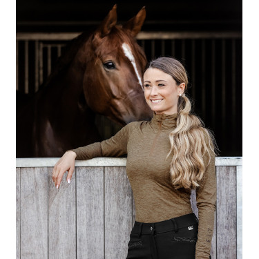 Funktionsshirt mit Reißverschluss ELT Milano Cappuccino-Mischung Braun