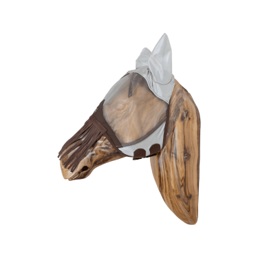 Klassische Fliegenmaske mit Ohren & Nasenfransen Kentucky Silber