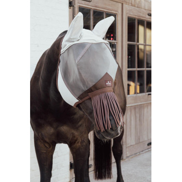 Klassische Fliegenmaske mit Ohren & Nasenfransen Kentucky Silber